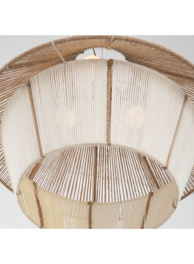 تبس هوم لمب نجفة TBS باللون اوف وايت× بيج مصنوعة من خيوط خيش لإضاءة المنزل والديكور - Image 3